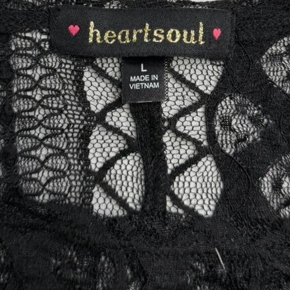 Black Lace 2000s Core Heart Soul Y2K Fitted Top size large grunge - Picture 6 of 7